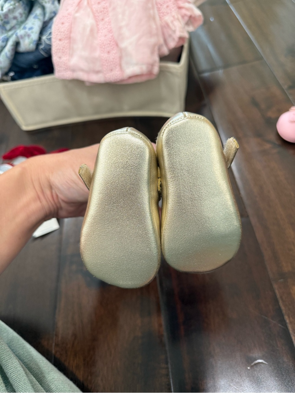 Janie and Jack Metallic Gold Mary Jane Baby Shoes - Picture 2 of 2